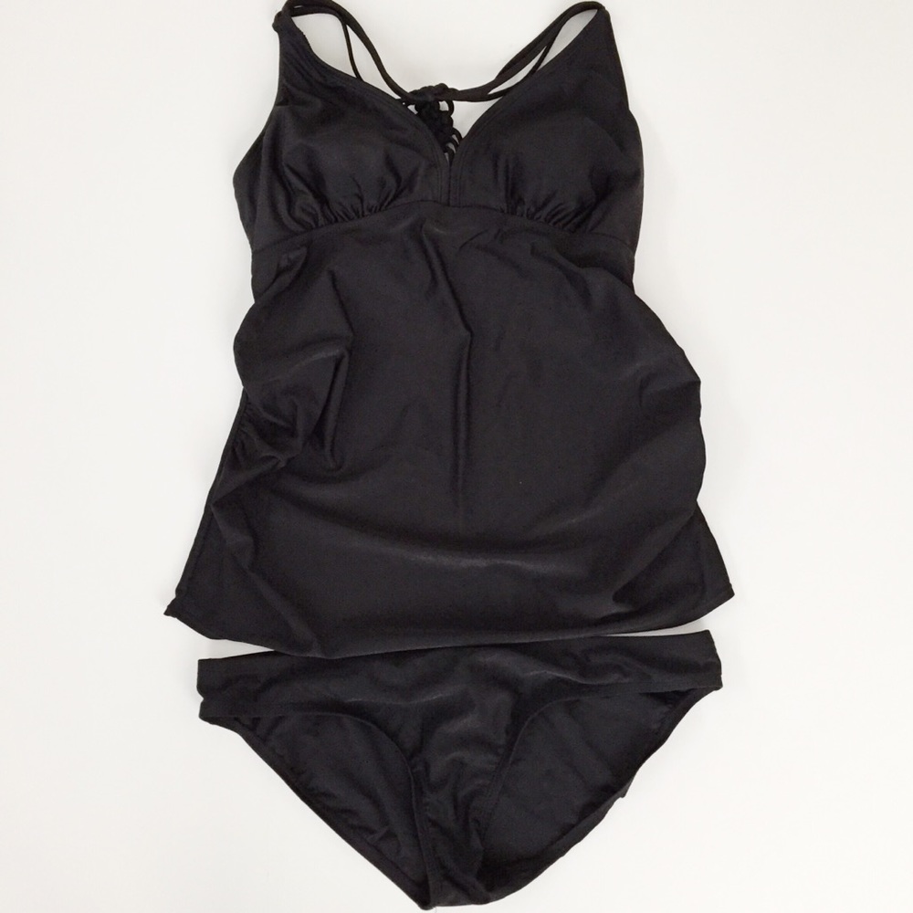 Liz Lange Black Two Piece Maternity Swimsuit